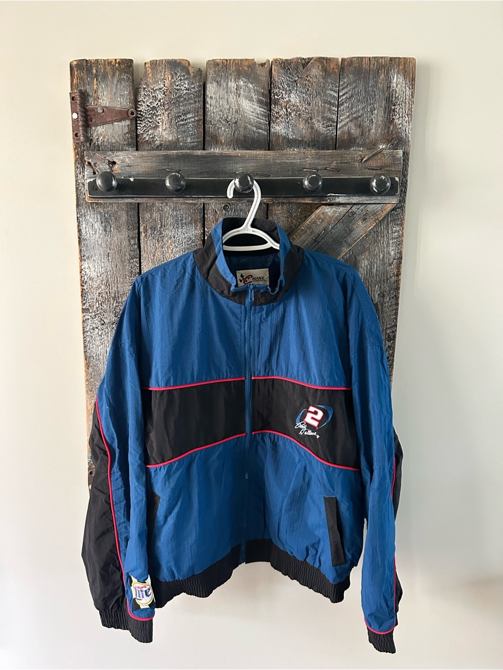 Men's Vintage Blue & Black Racing Windbreaker Jacket - Brand: